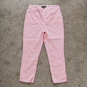 Pink/Redish Striped Women Crop Pants